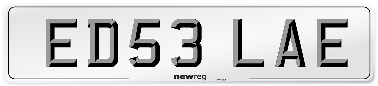 ED53 LAE Number Plate from New Reg